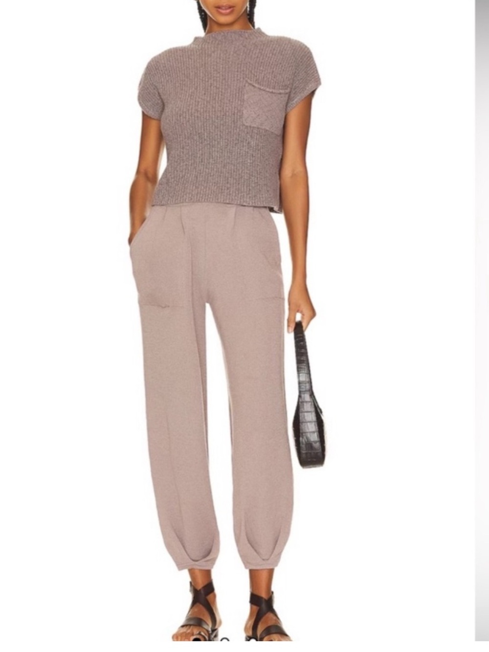 FP Beach Lounge Set Taupe Tan Knit Size Medium